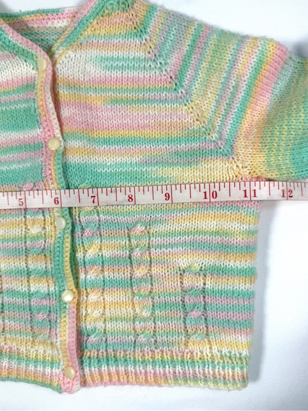 Hand Knit Pastel Baby Cardigan 3-6 Months‎ Vintage Inspired Cottagecore Heirloom - Picture 9 of 9